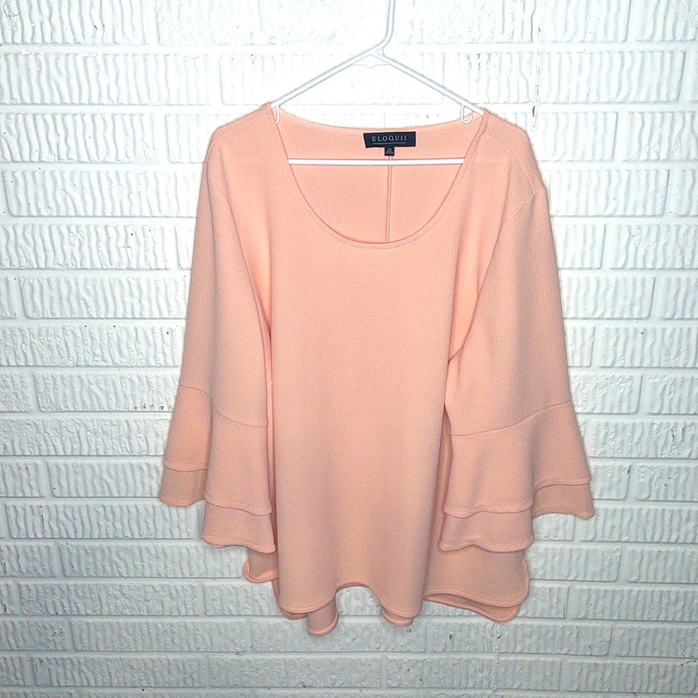 Eloquii Pink Ruffle Sleeve Top